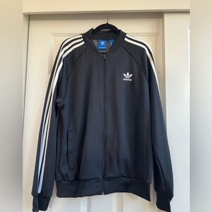 Adidas Black Track Jacket with White Stripes